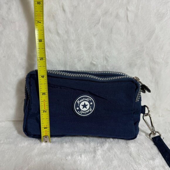 Meetself Navy Bl Wristlet Wallet Makeup Pouch Cosmetic Case Bag Great For Travel - Picture 6 of 7